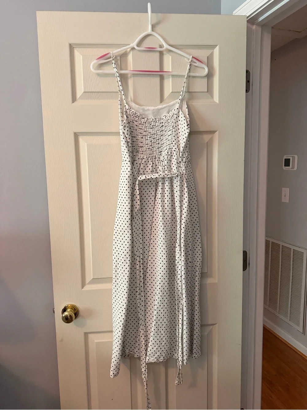 kate spade White Midi Dress with Black Polka Dots
